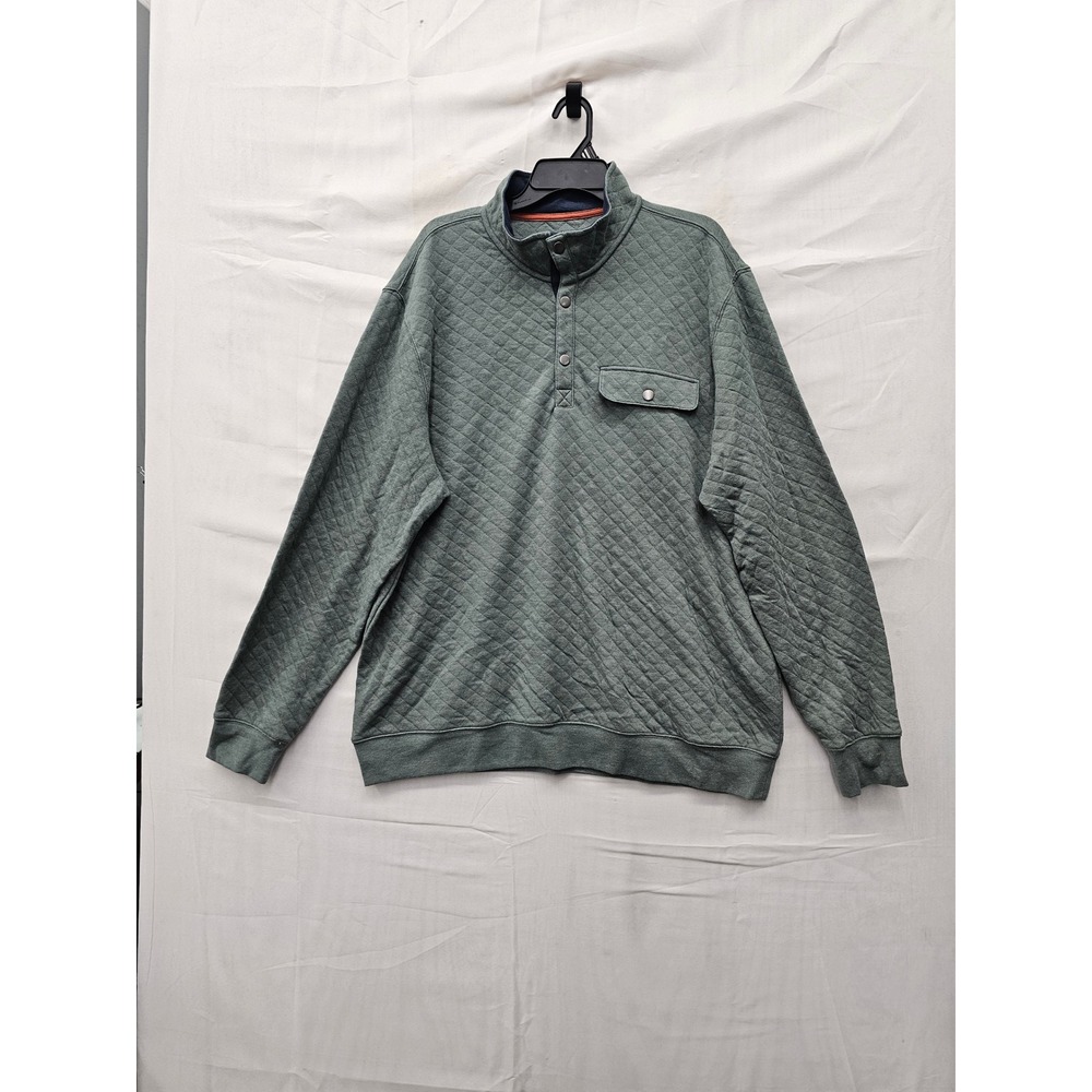 Goodfellow & Co Mens Quilted 1/4 Snap Mock Neck Pullover Green Size XL
